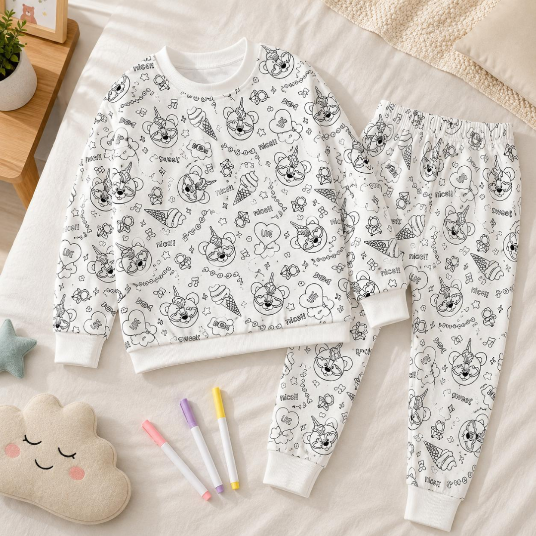Color Moon color-in pajamas — markers sold separately