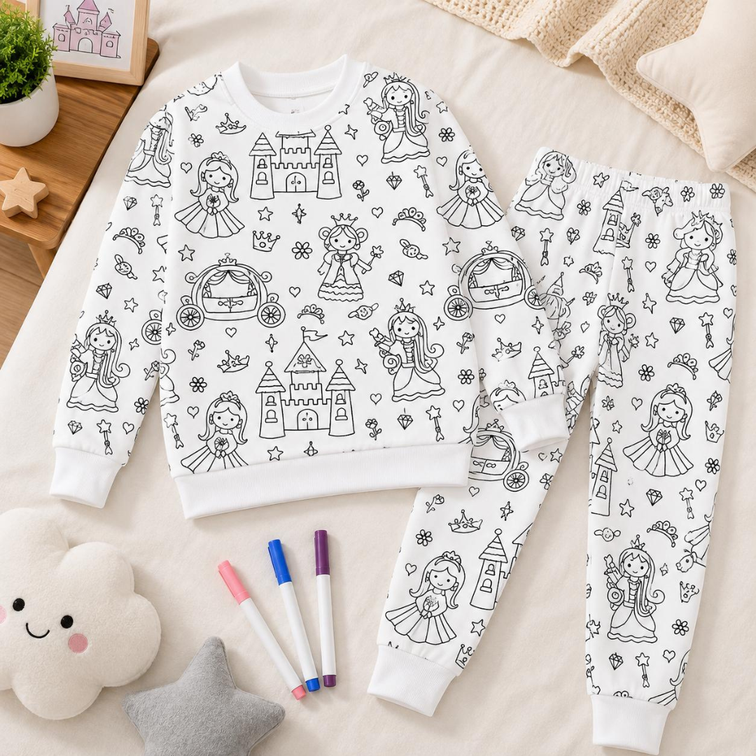 Color Moon color-in pajamas — markers sold separately
