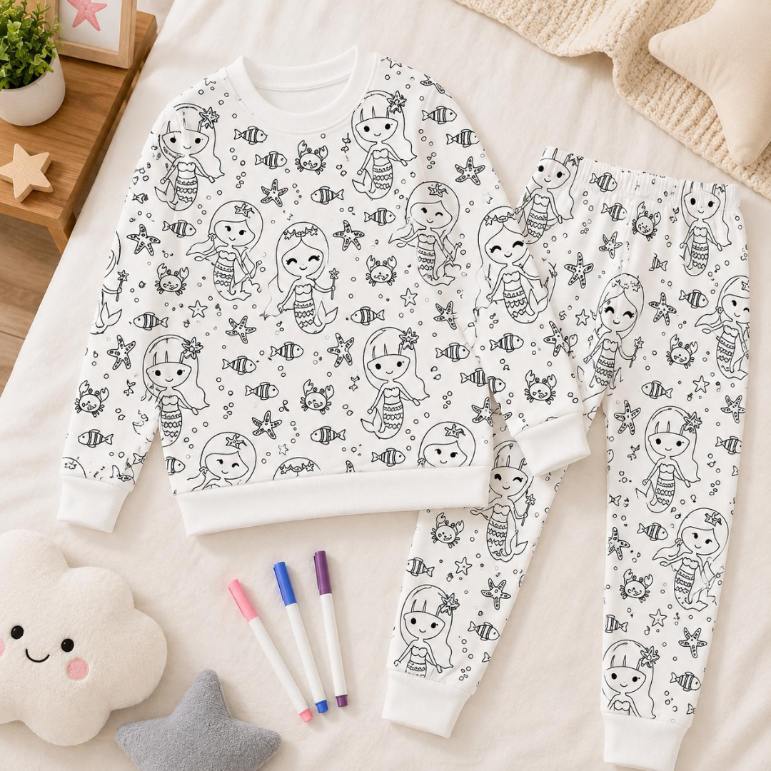 Color Moon color-in pajamas — markers sold separately