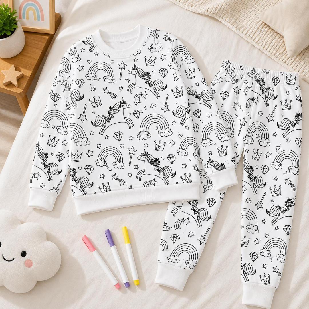 Color Moon color-in pajamas — markers sold separately