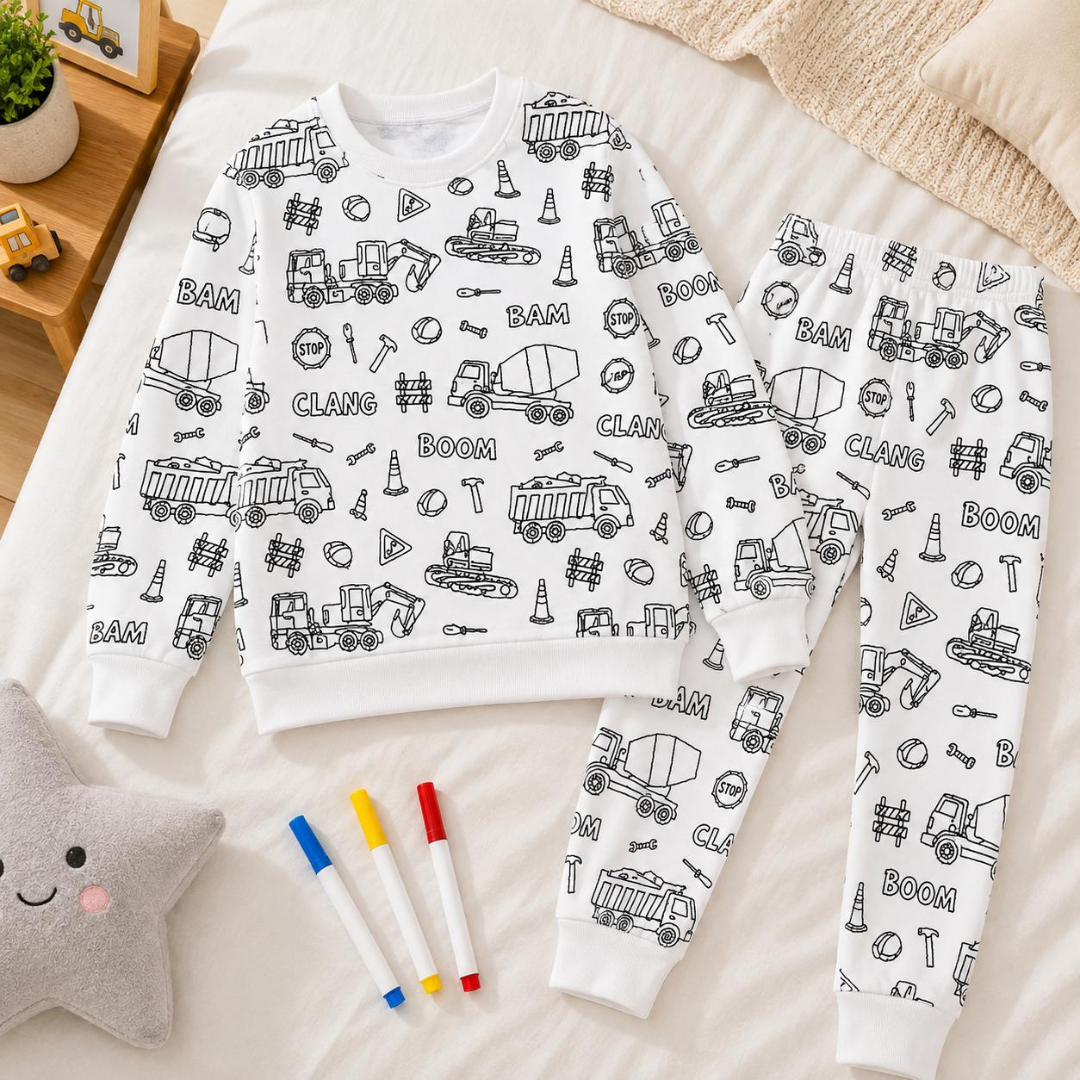 Color Moon color-in pajamas — markers sold separately