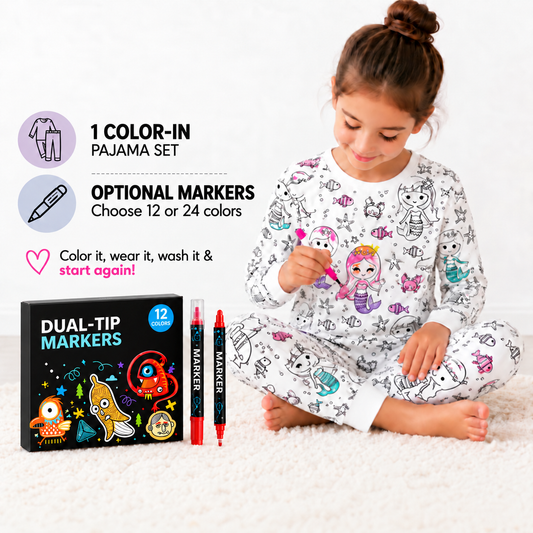 Color Moon color-in pajamas — markers sold separately